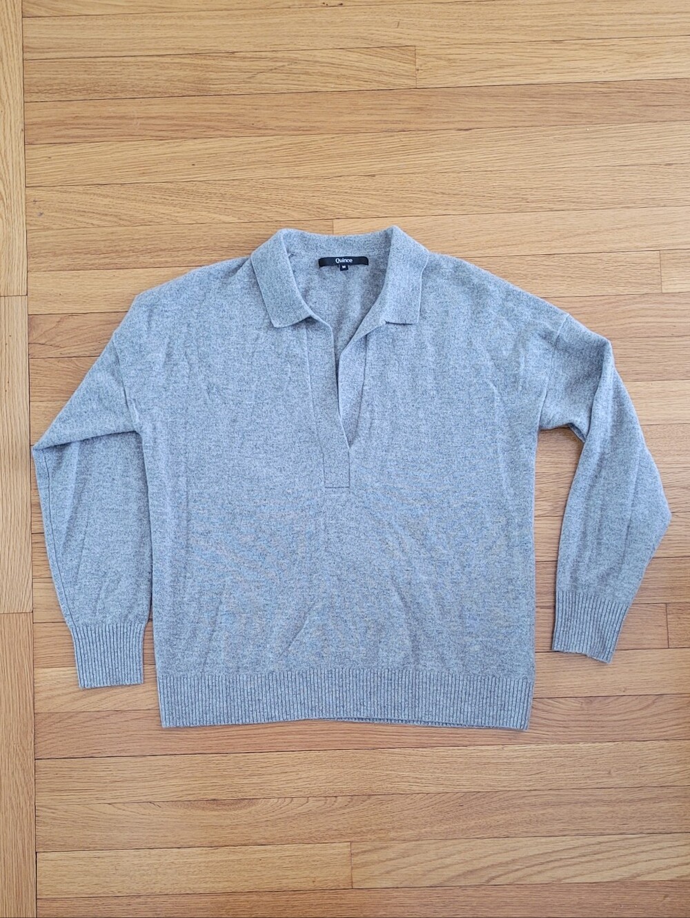 QUINCE CASHMERE POLO SWEATER IN GREY - Picture 4 of 7